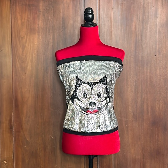 Vintage Felix the Cat Sequined Strapless Top/Skirt M - Picture 3 of 10